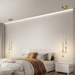 ZOWALA - Modern 2-Light Bedroom Clear Acrylic Oval Pendant Light Image - 7