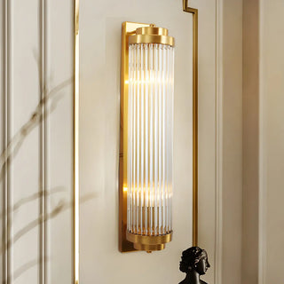 Luxury Gold Vertical Tube Crystal Wall Sconce Light Zawala Image - 1