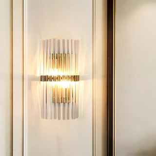 Luxury Gold Vertical Tube Crystal Wall Sconce Light Zawala Image - 2