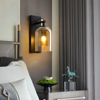 Bedroom Clear Cylinder Glass Modern Black Vanity Light Zawala Image - 2