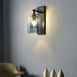 Bedroom Clear Cylinder Glass Modern Black Vanity Light Zawala Image - 3