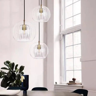 ZOWALA - Modern Dining Room Clear Glass Globe Pendant Light Image - 3