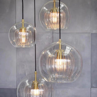 ZOWALA - Modern Dining Room Clear Glass Globe Pendant Light Image - 4