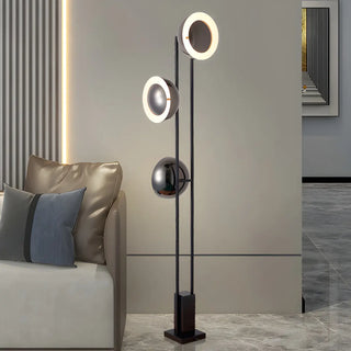 3-Light Modern Dome Black Metal LED Floor Lamp Zawala Image - 1