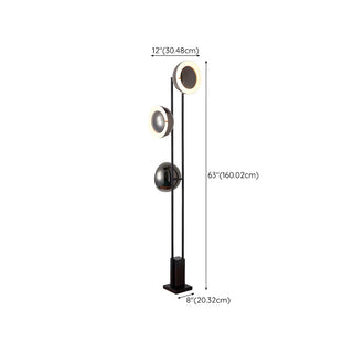 3-Light Modern Dome Black Metal LED Floor Lamp Zawala #size