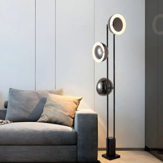 3-Light Modern Dome Black Metal LED Floor Lamp Zawala Image - 2