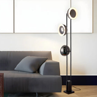 3-Light Modern Dome Black Metal LED Floor Lamp Zawala Image - 3