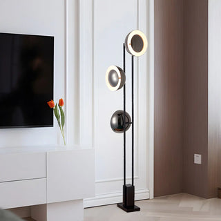 3-Light Modern Dome Black Metal LED Floor Lamp Zawala Image - 4
