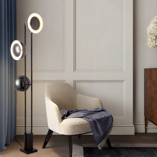 3-Light Modern Dome Black Metal LED Floor Lamp Zawala Image - 5