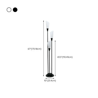 Sleek 3-Light Black Column Metal Modern Floor Lamp Zawala #size