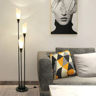 Sleek 3-Light Black Column Metal Modern Floor Lamp Zawala Image - 2