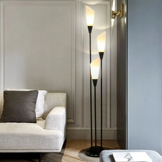Sleek 3-Light Black Column Metal Modern Floor Lamp Zawala Image - 4