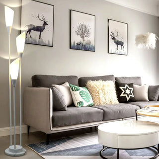 Sleek 3-Light Black Column Metal Modern Floor Lamp Zawala Image - 5