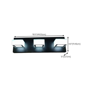 3-Light Rotatable Modern Square LED Black Vanity Light Zawala #size
