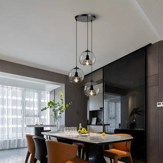 ZOWALA - Modern Dining Room Clear Smoky Glass Globe Pendant Light Image - 1