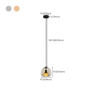 ZOWALA - Modern Dining Room Clear Smoky Glass Globe Pendant Light #size