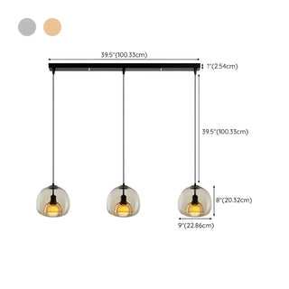 ZOWALA - Modern Dining Room Clear Smoky Glass Globe Pendant Light Image - 14