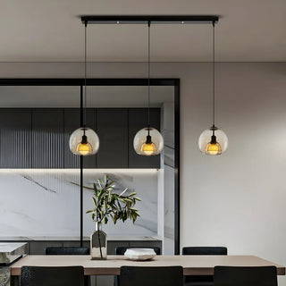 ZOWALA - Modern Dining Room Clear Smoky Glass Globe Pendant Light Image - 2