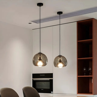 ZOWALA - Modern Dining Room Clear Smoky Glass Globe Pendant Light Image - 3
