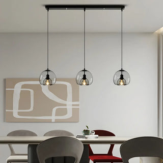 ZOWALA - Modern Dining Room Clear Smoky Glass Globe Pendant Light Image - 5