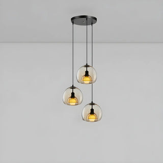 ZOWALA - Modern Dining Room Clear Smoky Glass Globe Pendant Light Image - 8