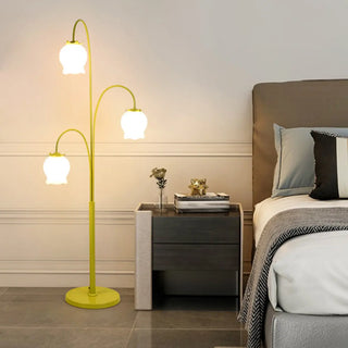 3-Light Floral Green Stand Modern Metal Floor Lamp Zawala Image - 1