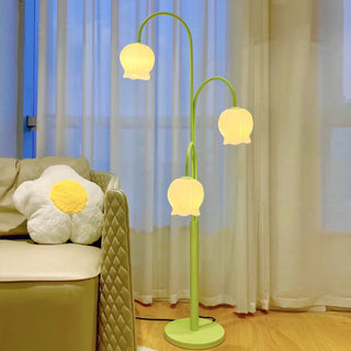 3-Light Floral Green Stand Modern Metal Floor Lamp Zawala Image - 2