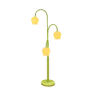 3-Light Floral Green Stand Modern Metal Floor Lamp Zawala Image - 8