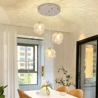 ZOWALA - Modern Geometric Clear Glass Round Dining Room Pendant Light Image - 1