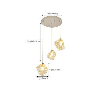 ZOWALA - Modern Geometric Clear Glass Round Dining Room Pendant Light #size