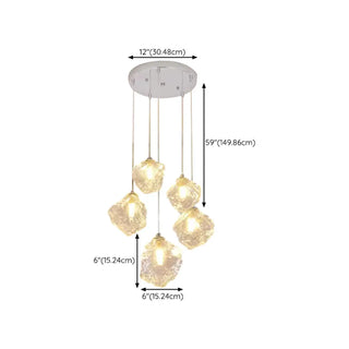 ZOWALA - Modern Geometric Clear Glass Round Dining Room Pendant Light Image - 18