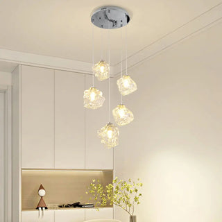 ZOWALA - Modern Geometric Clear Glass Round Dining Room Pendant Light Image - 3