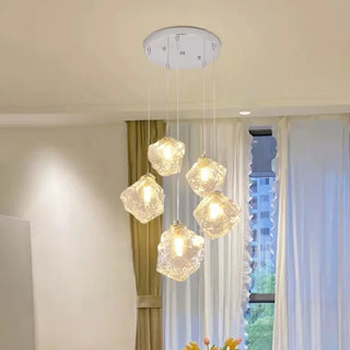 ZOWALA - Modern Geometric Clear Glass Round Dining Room Pendant Light Image - 8