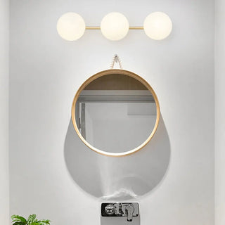 3-Light Modern Round Glass Brass LED Vanity Lights Zawala Image - 1