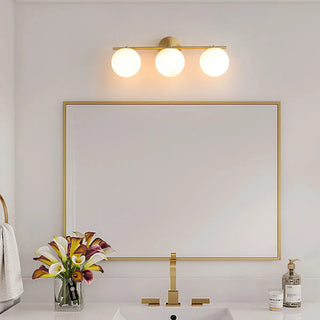 3-Light Modern Round Glass Brass LED Vanity Lights Zawala Image - 2
