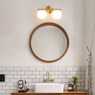 3-Light Modern Round Glass Brass LED Vanity Lights Zawala Image - 3