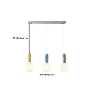 Modern Bedroom Blue White Glass Triple Globe Pendant Light Zawala Image - 15