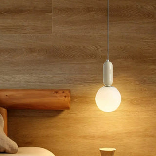 Modern Bedroom Blue White Glass Triple Globe Pendant Light Zawala Image - 2