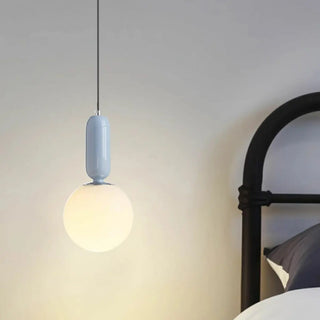 Modern Bedroom Blue White Glass Triple Globe Pendant Light Zawala Image - 3