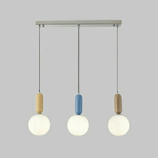 Modern Bedroom Blue White Glass Triple Globe Pendant Light Zawala Image - 5