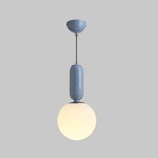 Modern Bedroom Blue White Glass Triple Globe Pendant Light Zawala Image - 7