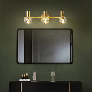3-Light Modern Clear Crystal Globe LED Vanity Light Zawala Image - 1
