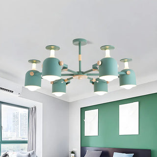 ZOWALA - Modern 3-Light Green Metal Chandelier Image - 11