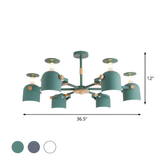 ZOWALA - Modern 3-Light Green Metal Chandelier #size