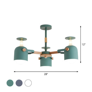 ZOWALA - Modern 3-Light Green Metal Chandelier Image - 26
