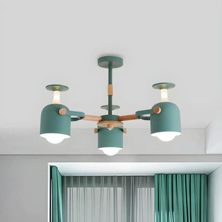 ZOWALA - Modern 3-Light Green Metal Chandelier Image - 7