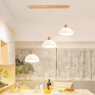ZOWALA - Modern White Glass Bowl Cord Dining Room Pendant Light Image - 1