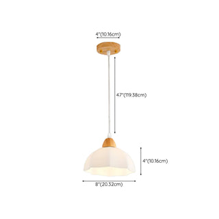 ZOWALA - Modern White Glass Bowl Cord Dining Room Pendant Light #size