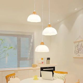 ZOWALA - Modern White Glass Bowl Cord Dining Room Pendant Light Image - 3
