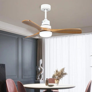 3 Solid Wood Blades  LED Modern Ceiling Fan with Light Zawala Image - 1